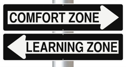 Comfort zone this way; learning zone that way